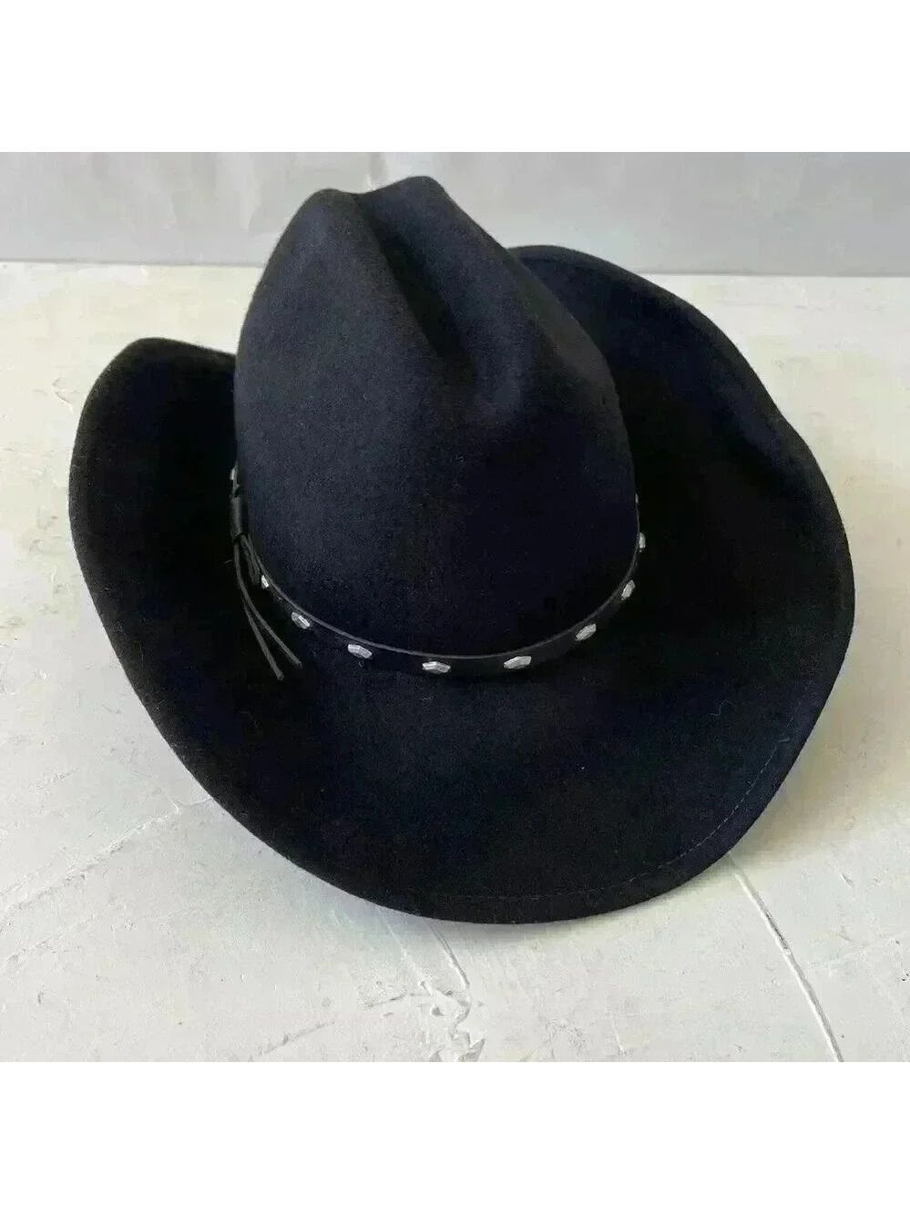 Rodeo King Adult Cowboy Hat Black Felt Beaver Western Hat Vintage Sz S 54-55